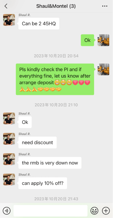 Image of request of disccount from the fraud Valyou Furniture 